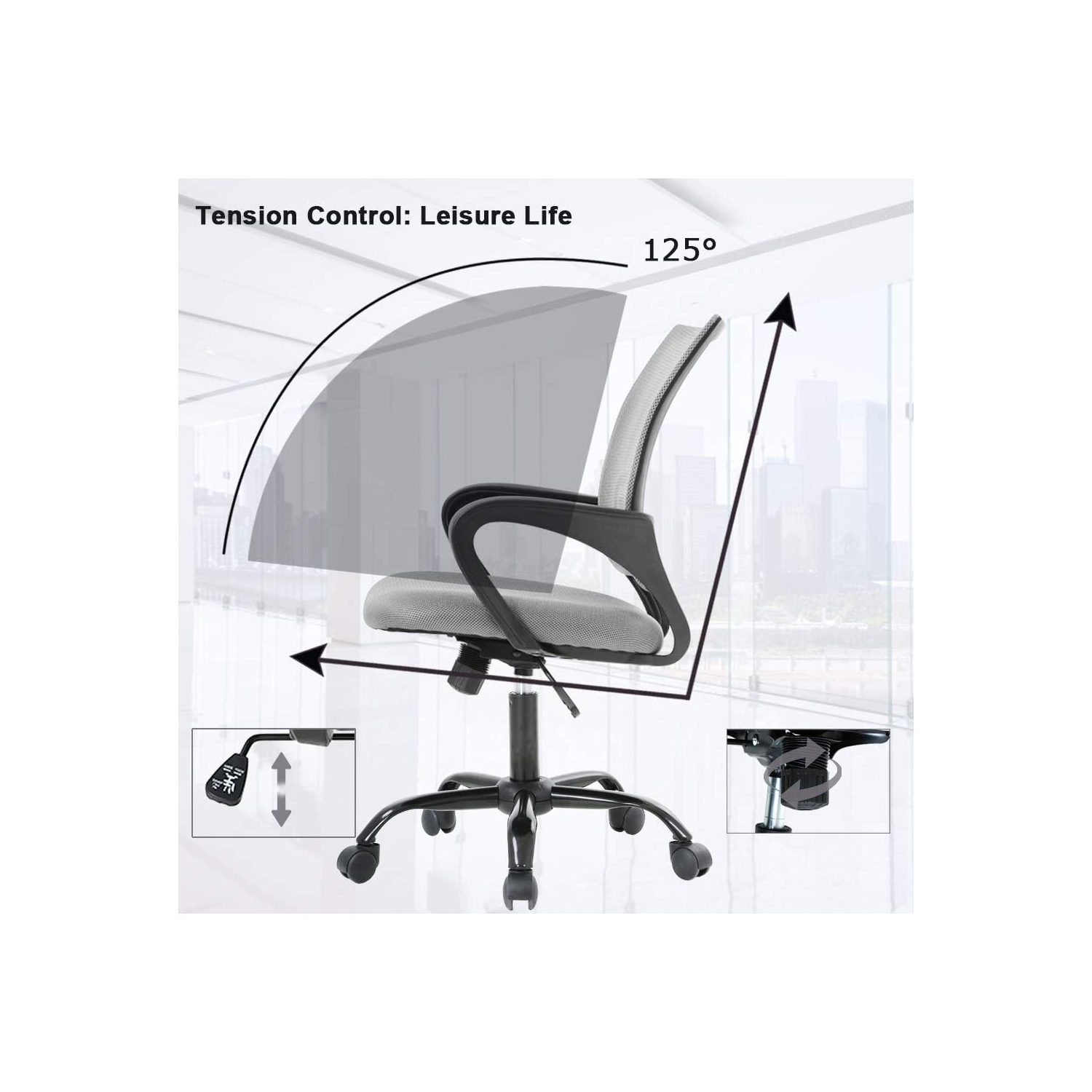 BestOffice Office Chair Ergonomic Desk Chair Mesh Computer Chair Lumbar Support Modern Executive Adjustable Stool Rolling Swivel Chair for Back