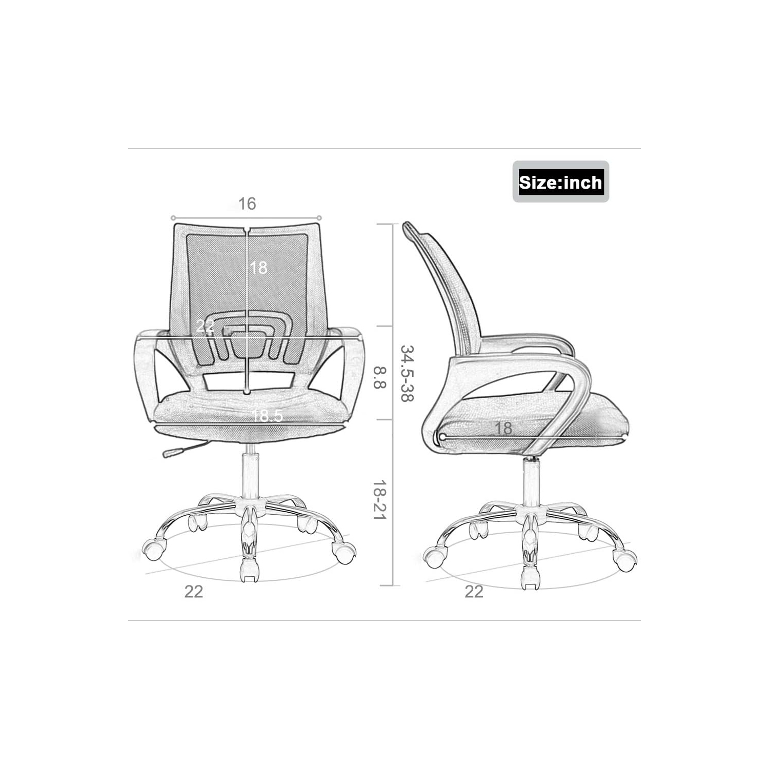 BestOffice Office Chair Ergonomic Desk Chair Mesh Computer Chair Lumbar Support Modern Executive Adjustable Stool Rolling Swivel Chair for Back