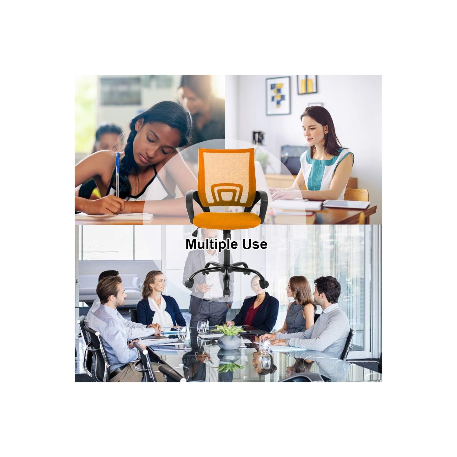 BestOffice – Fauteuil de bureau ergonomique en filet pour ordinateur soutien lombaire moderne, tabouret de direction ajustable, chaise pivotante sur