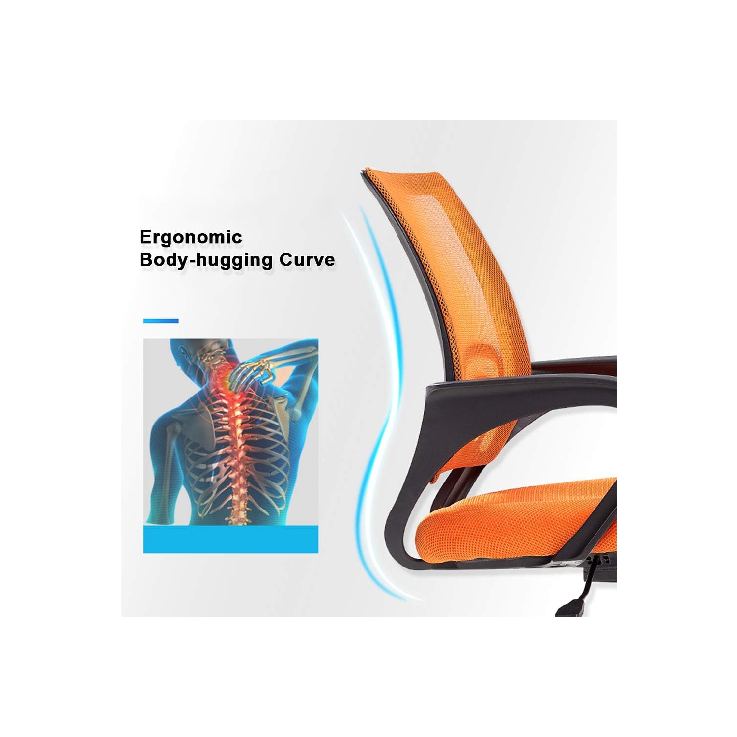 BestOffice – Fauteuil de bureau ergonomique en filet pour ordinateur soutien lombaire moderne, tabouret de direction ajustable, chaise pivotante sur