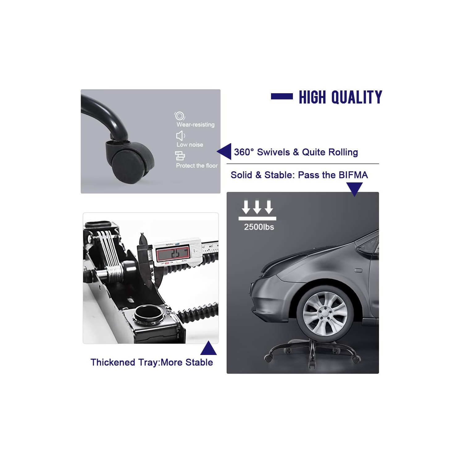 BestOffice Ergonomic Office Chair High-Back White Gaming Chair with Lumbar Support PC Computer Chair Racing Chair PU Task Desk Chair Executive Swivel