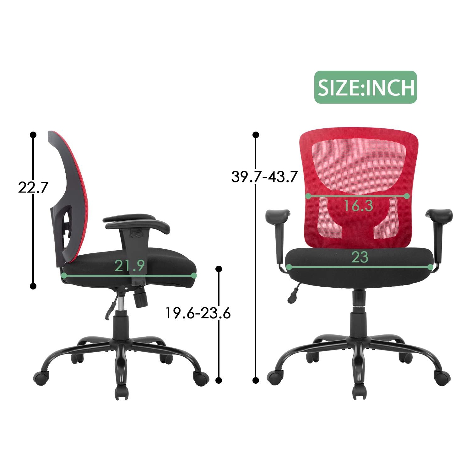 BestOffice Big and Tall Office Chair 400lbs Desk Chair Mesh Computer Chair with Lumbar Support Wide Seat Task Executive Ergonomic Chair for Home