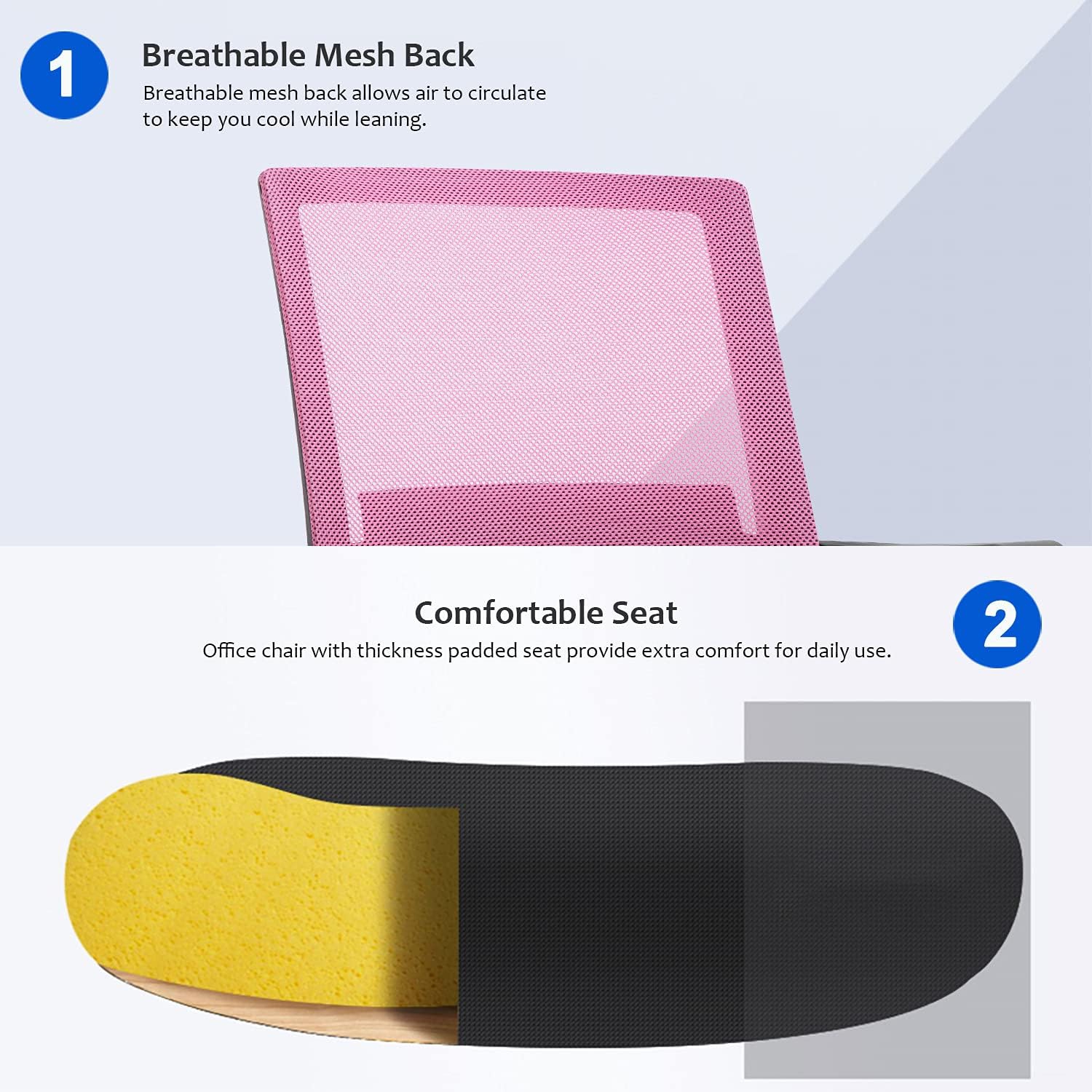 BestOffice Home Office Chair Ergonomic Desk Chair Swivel Rolling Computer Chair Executive Lumbar Support Task Mesh Chair Adjustable Stool for Women