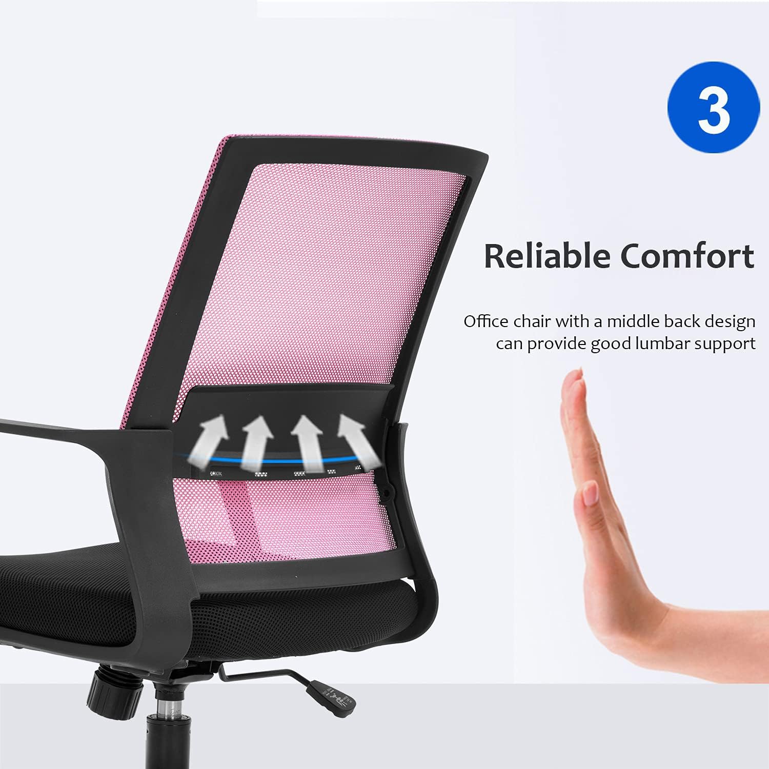 BestOffice Home Office Chair Ergonomic Desk Chair Swivel Rolling Computer Chair Executive Lumbar Support Task Mesh Chair Adjustable Stool for Women