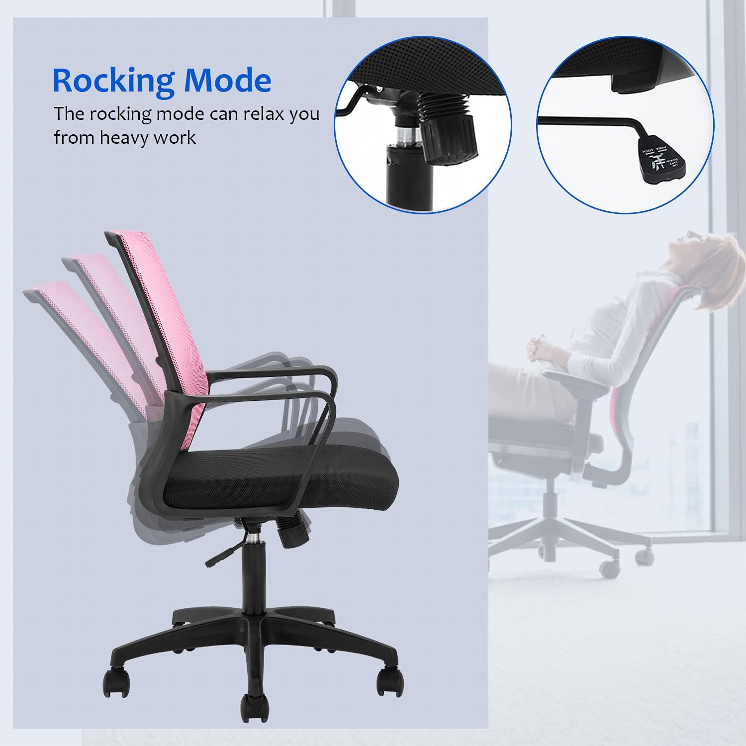 BestOffice Home Office Chair Ergonomic Desk Chair Swivel Rolling Computer Chair Executive Lumbar Support Task Mesh Chair Adjustable Stool for Women