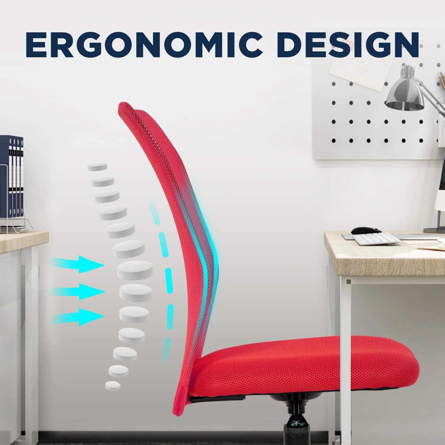 BestOffice Home Office Chair Mid Back Mesh Desk Chair Armless Computer Chair Ergonomic Task Rolling Swivel Chair Back Support Adjustable Modern Chair