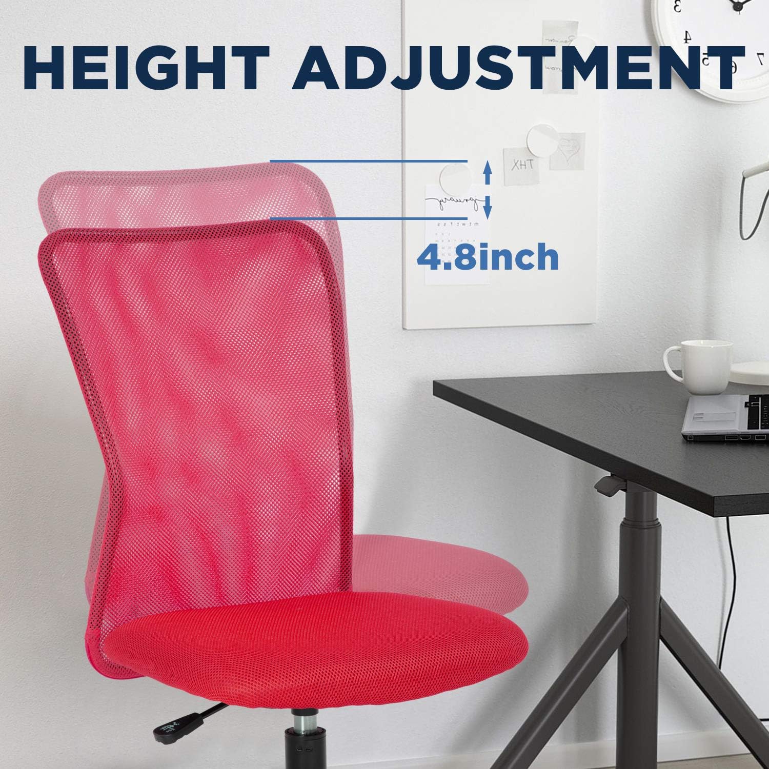 BestOffice Home Office Chair Mid Back Mesh Desk Chair Armless Computer Chair Ergonomic Task Rolling Swivel Chair Back Support Adjustable Modern Chair