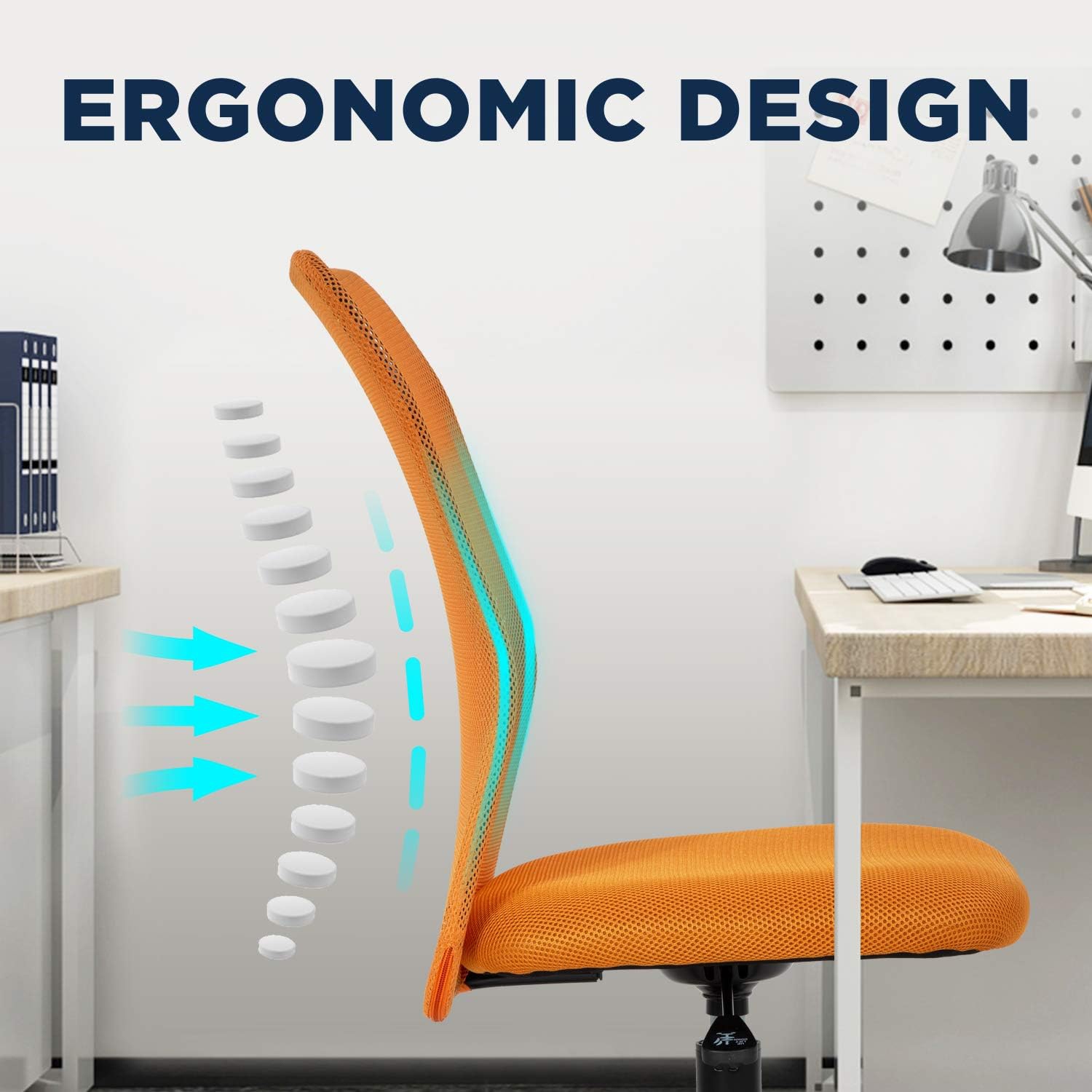 BestOffice Home Office Chair Mid Back Mesh Desk Chair Armless Computer Chair Ergonomic Task Rolling Swivel Chair Back Support Adjustable Modern Chair