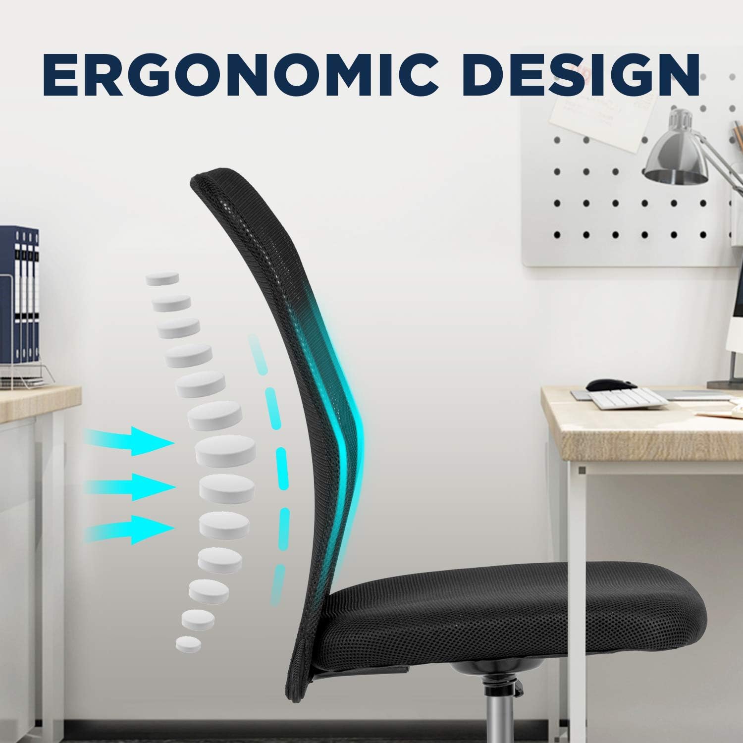 BestOffice Home Office Chair Mid Back Mesh Desk Chair Armless Computer Chair Ergonomic Task Rolling Swivel Chair Back Support Adjustable Modern Chair