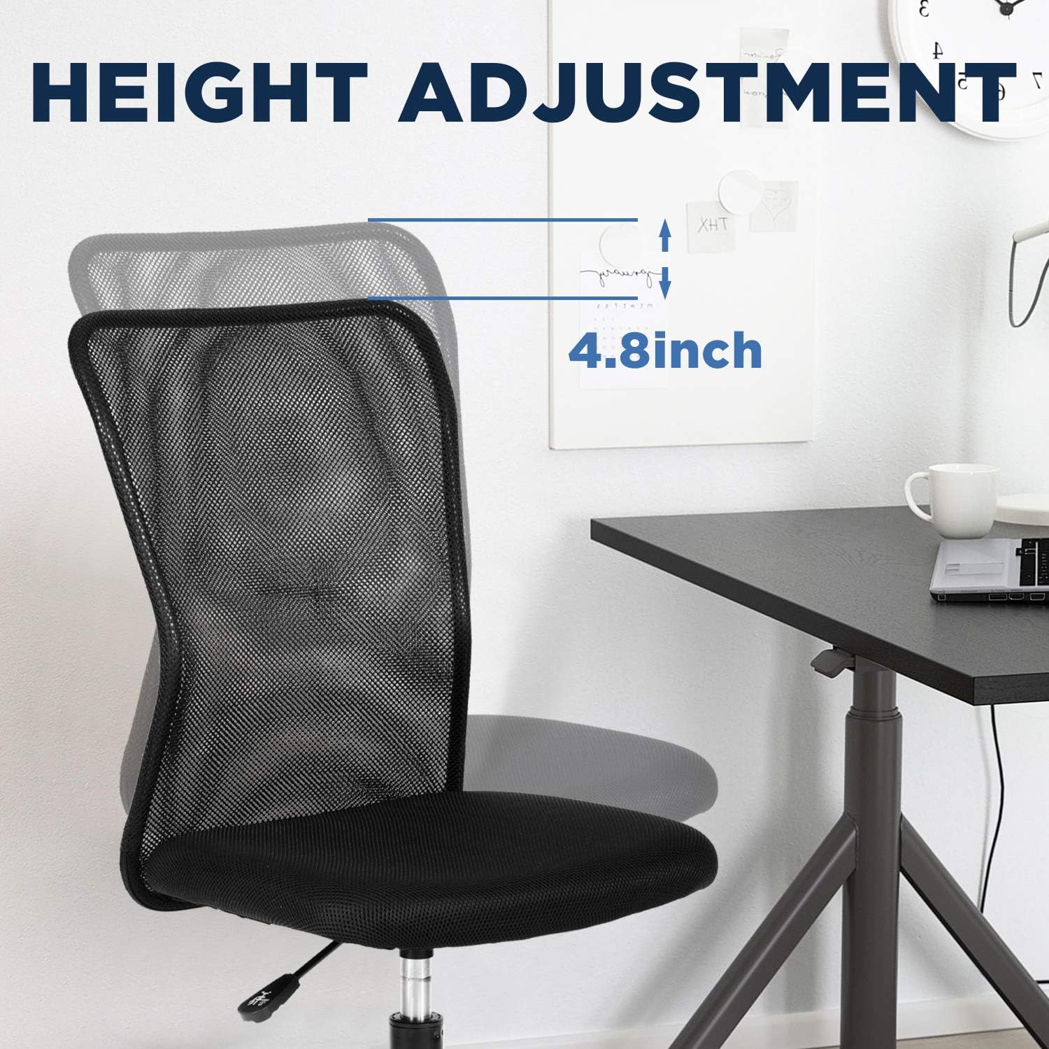 BestOffice Home Office Chair Mid Back Mesh Desk Chair Armless Computer Chair Ergonomic Task Rolling Swivel Chair Back Support Adjustable Modern Chair