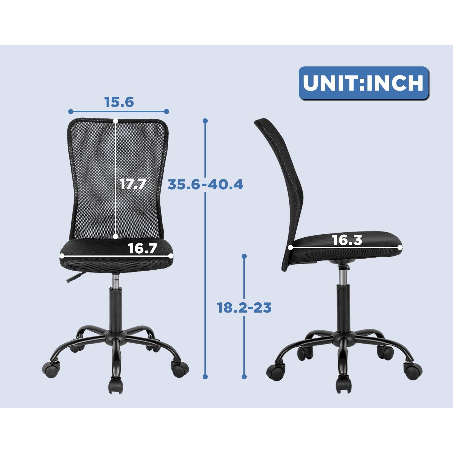 BestOffice Home Office Chair Mid Back Mesh Desk Chair Armless Computer Chair Ergonomic Task Rolling Swivel Chair Back Support Adjustable Modern Chair