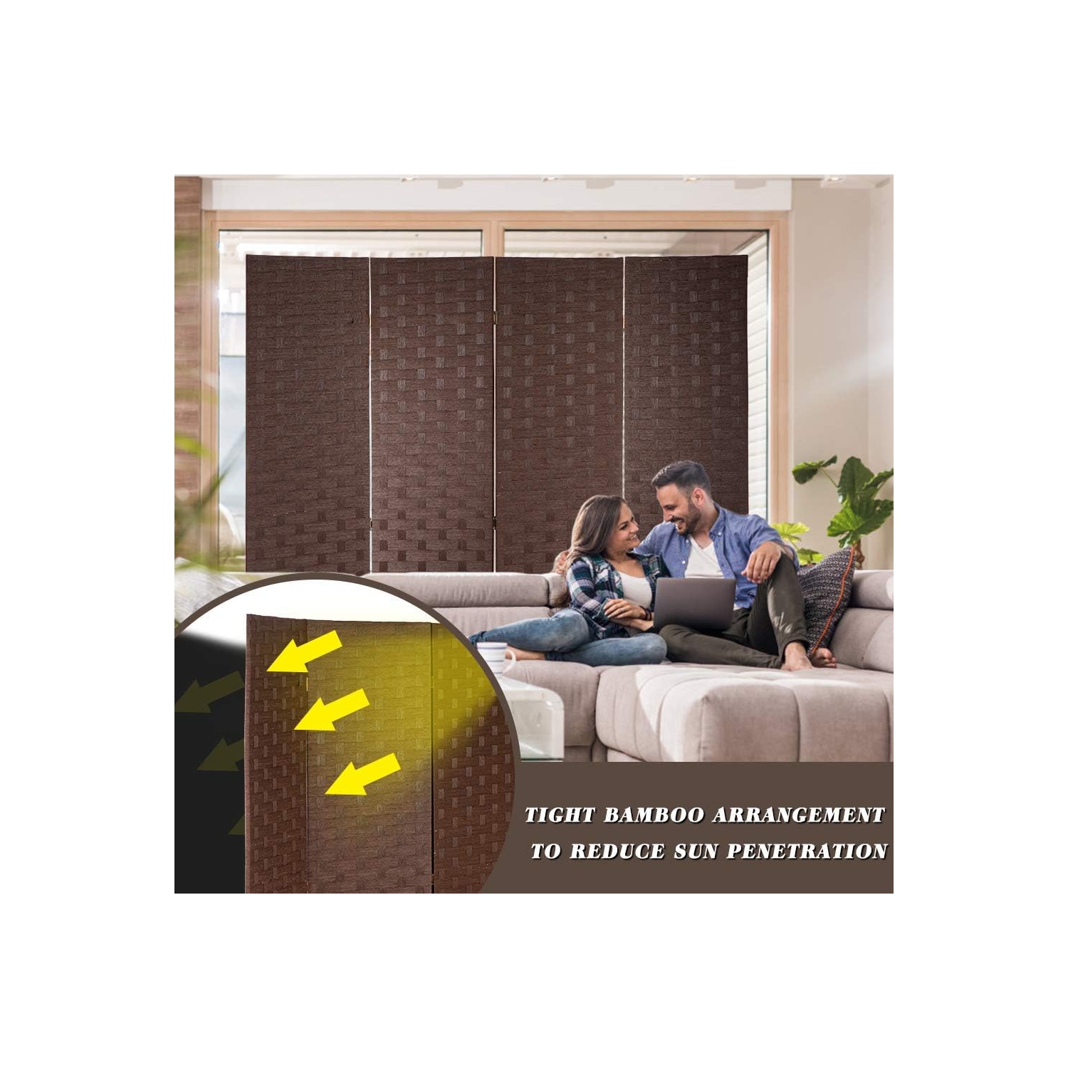 Room Divider Wood Screen Wood Mesh Woven Design Room Screen Divider Folding Portable Partition Screen Screen Wood for Home Office