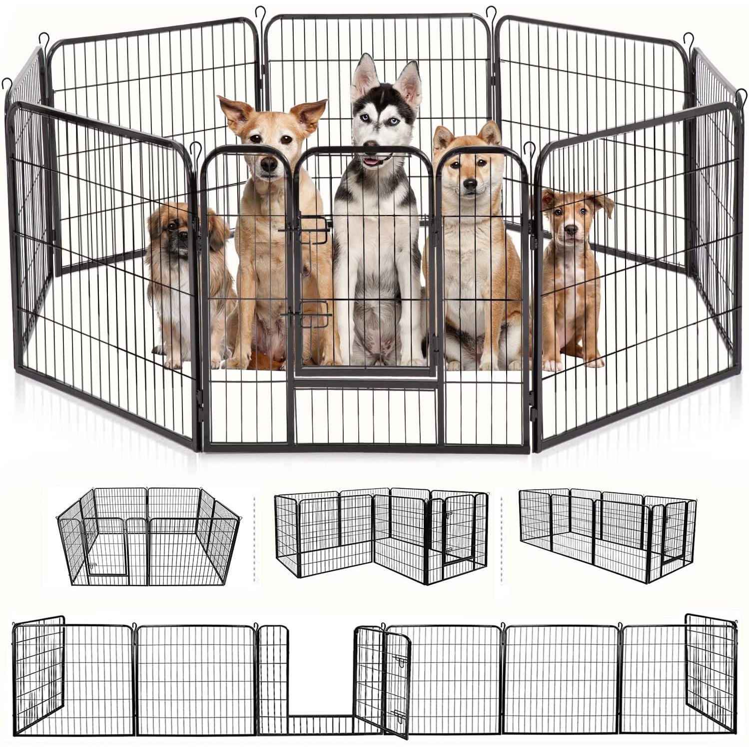 BestPet Dog Playpen Pet Dog Fence 32" 8Panels Metal Dog Pen Outdoor Exercise Pen with Doors for Large/Medium /Small Dogs,Pet Puppy Playpen for RV,Camping,Yard