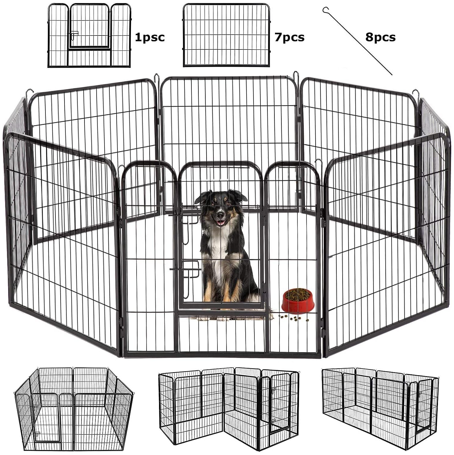 BestPet Dog Playpen Pet Dog Fence 40" 8Panels Metal Dog Pen Outdoor Exercise Pen with Doors for Large/Medium /Small Dogs,Pet Puppy Playpen for RV,Camping,Yard