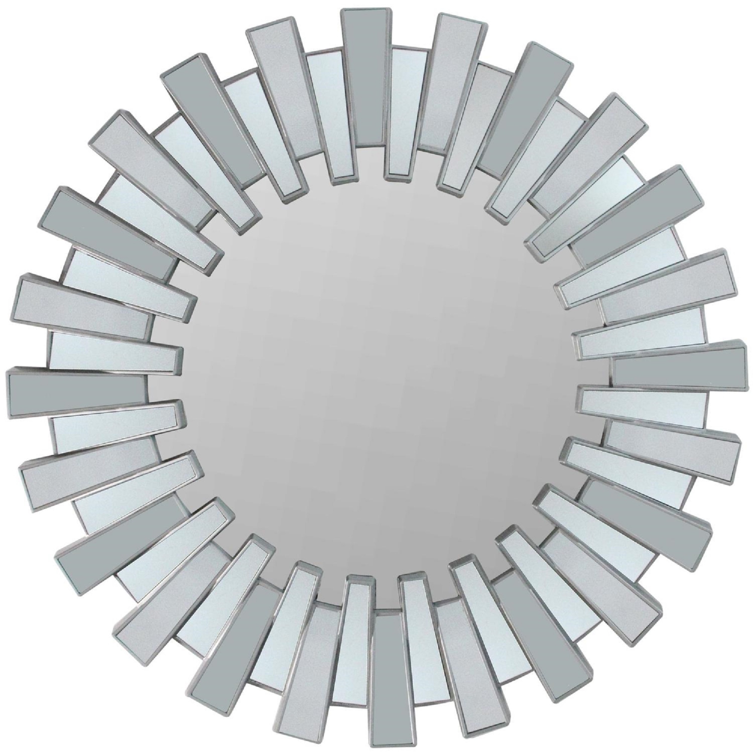 Aztec Sunburst Round Wall Mirror - 25.5" - Silver