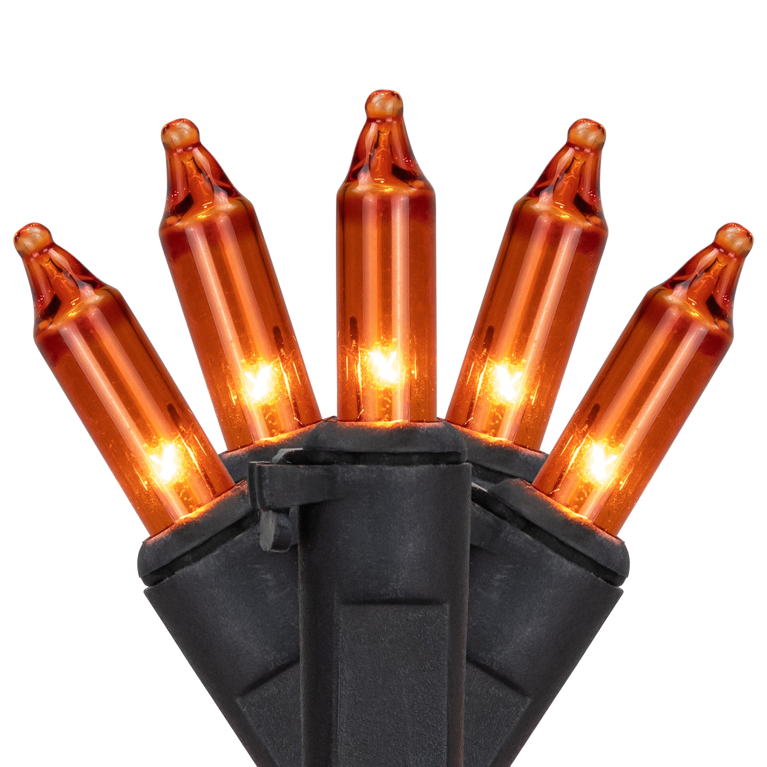 Mini Incandescent Halloween Lights - Orange - 10' Black Wire - 50ct