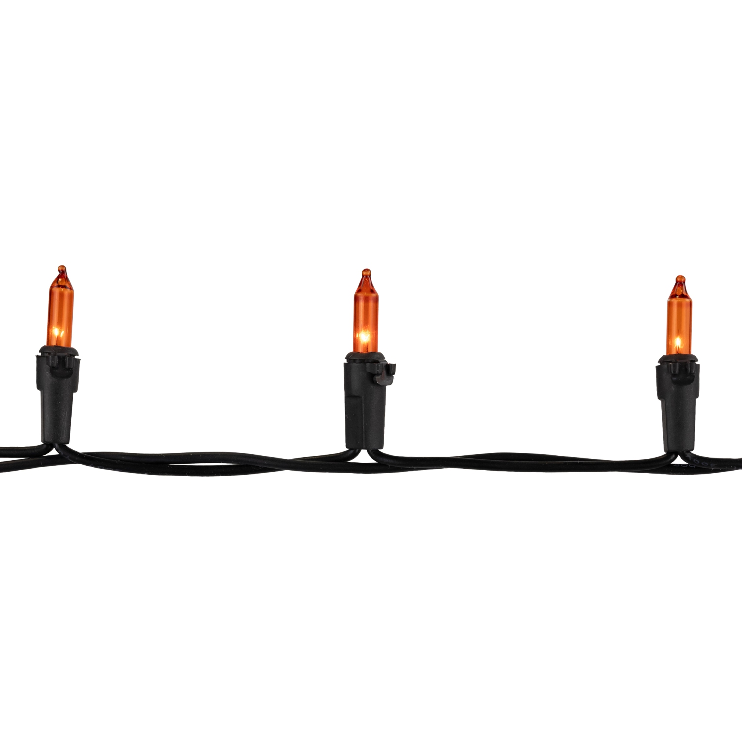 Mini Incandescent Halloween Lights - Orange - 10' Black Wire - 50ct