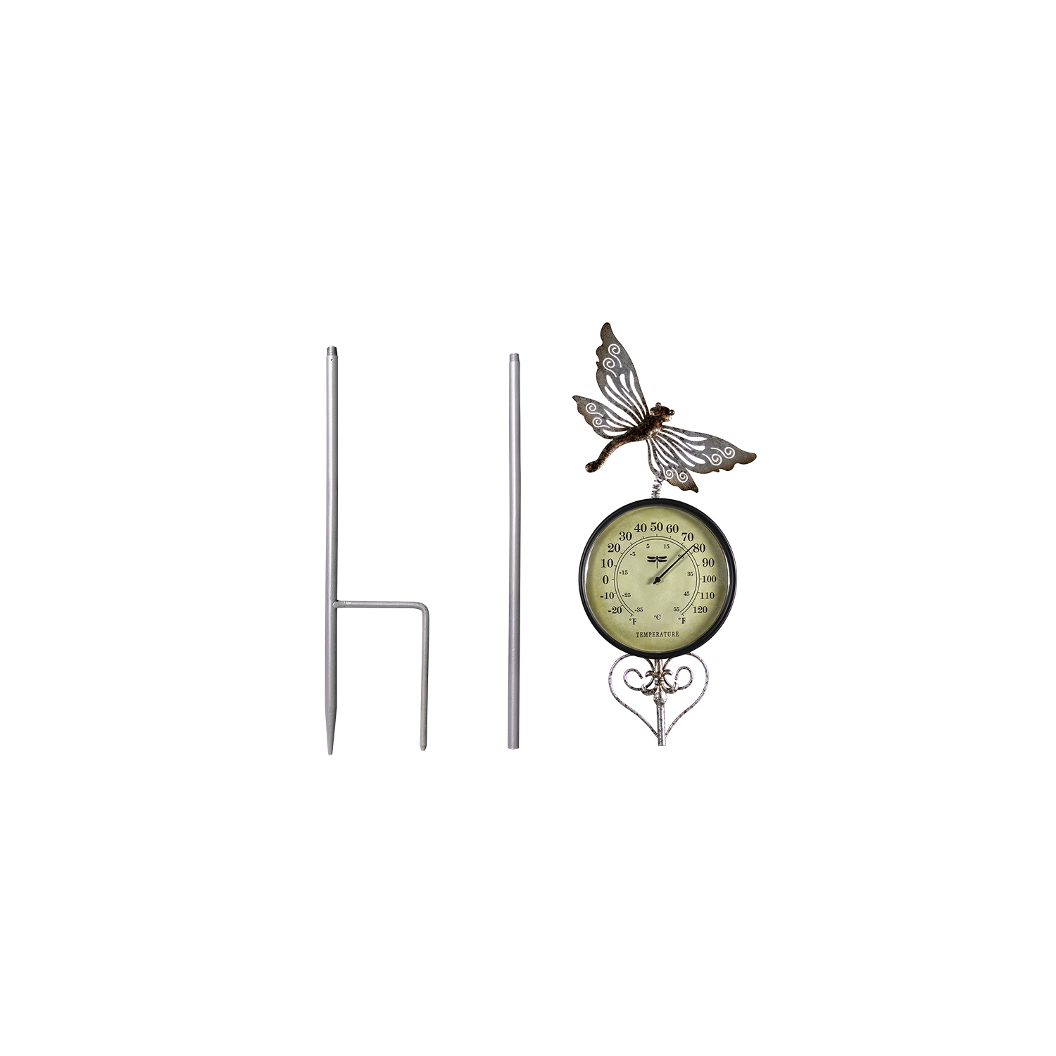 41.75" Iron Dragonfly Garden Stake Thermometer