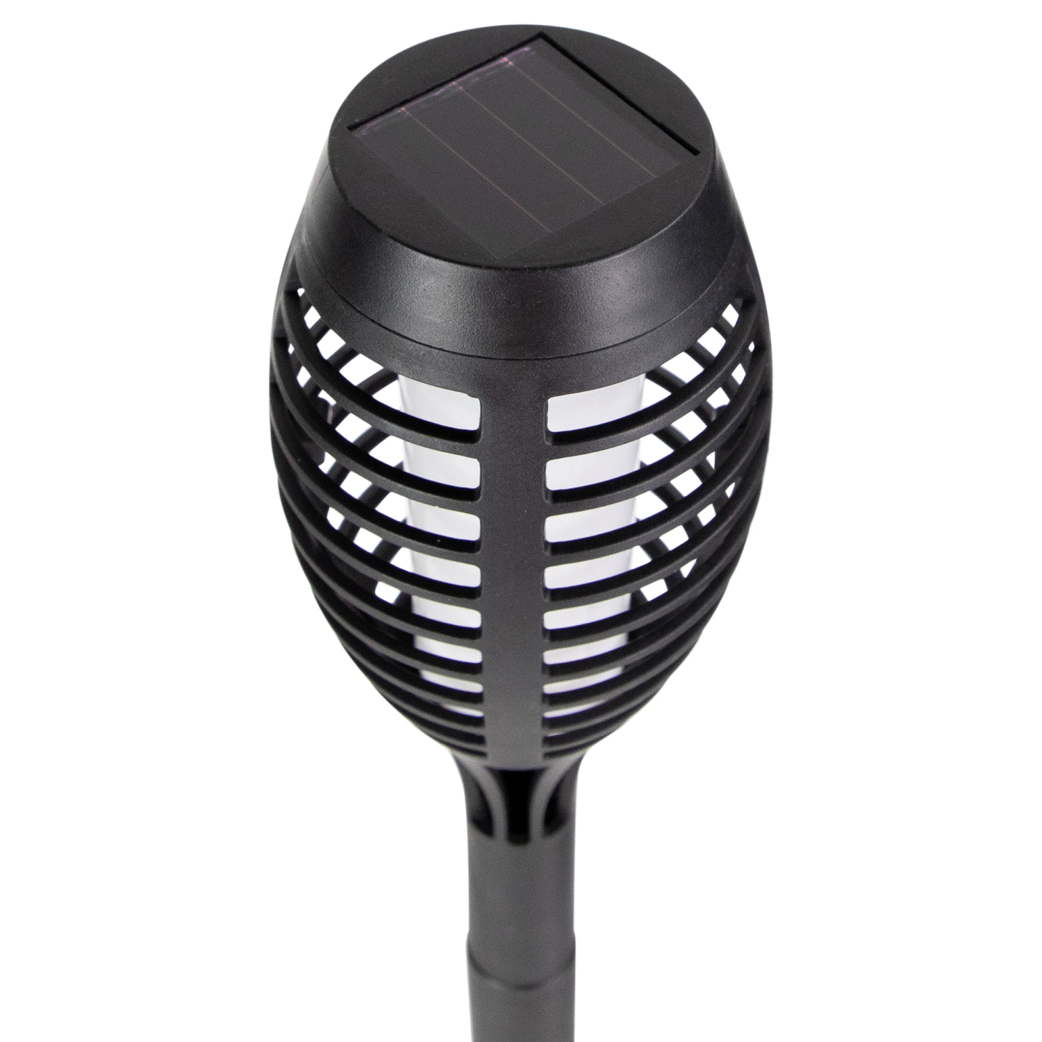 Set of 4 Black Solar Powered LED Pathway Markers, 19.75"