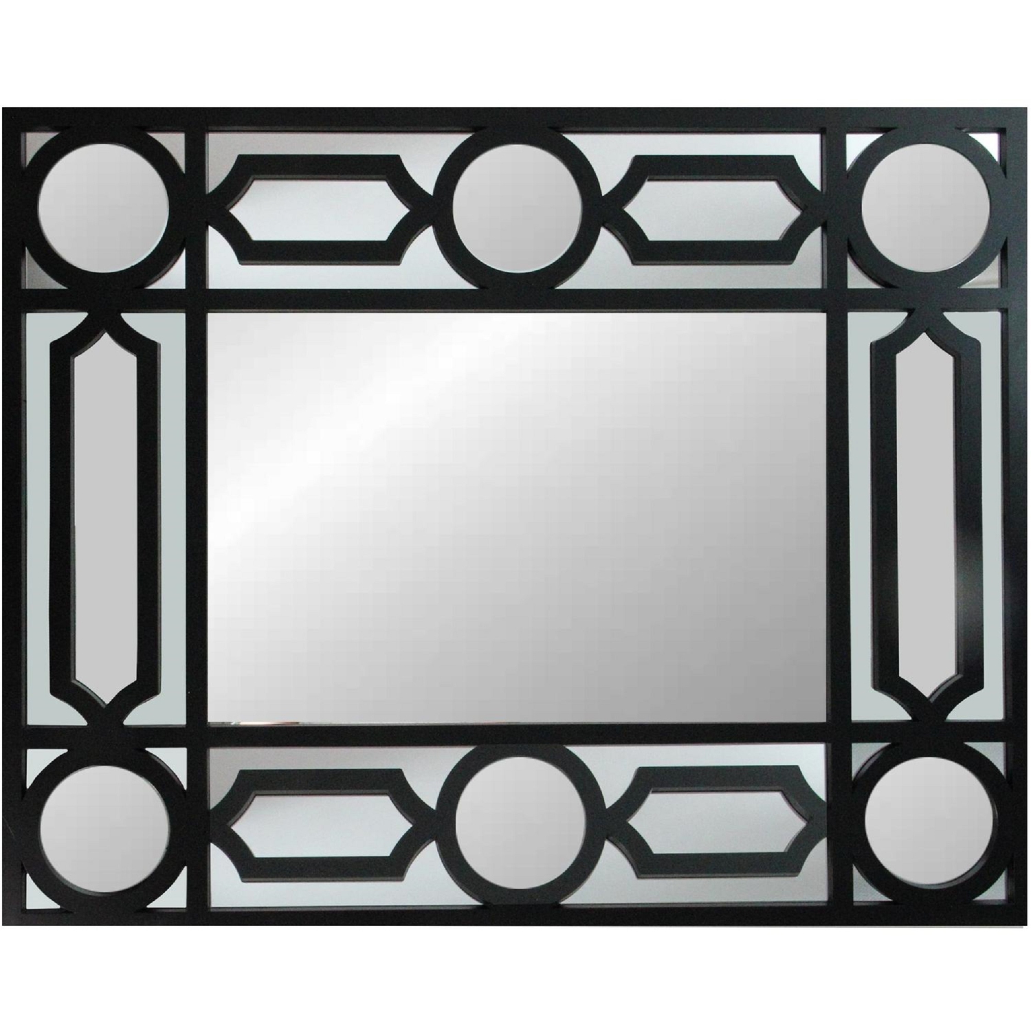 29.5" Black Framed Geometric Style Rectangular Wall Mirror