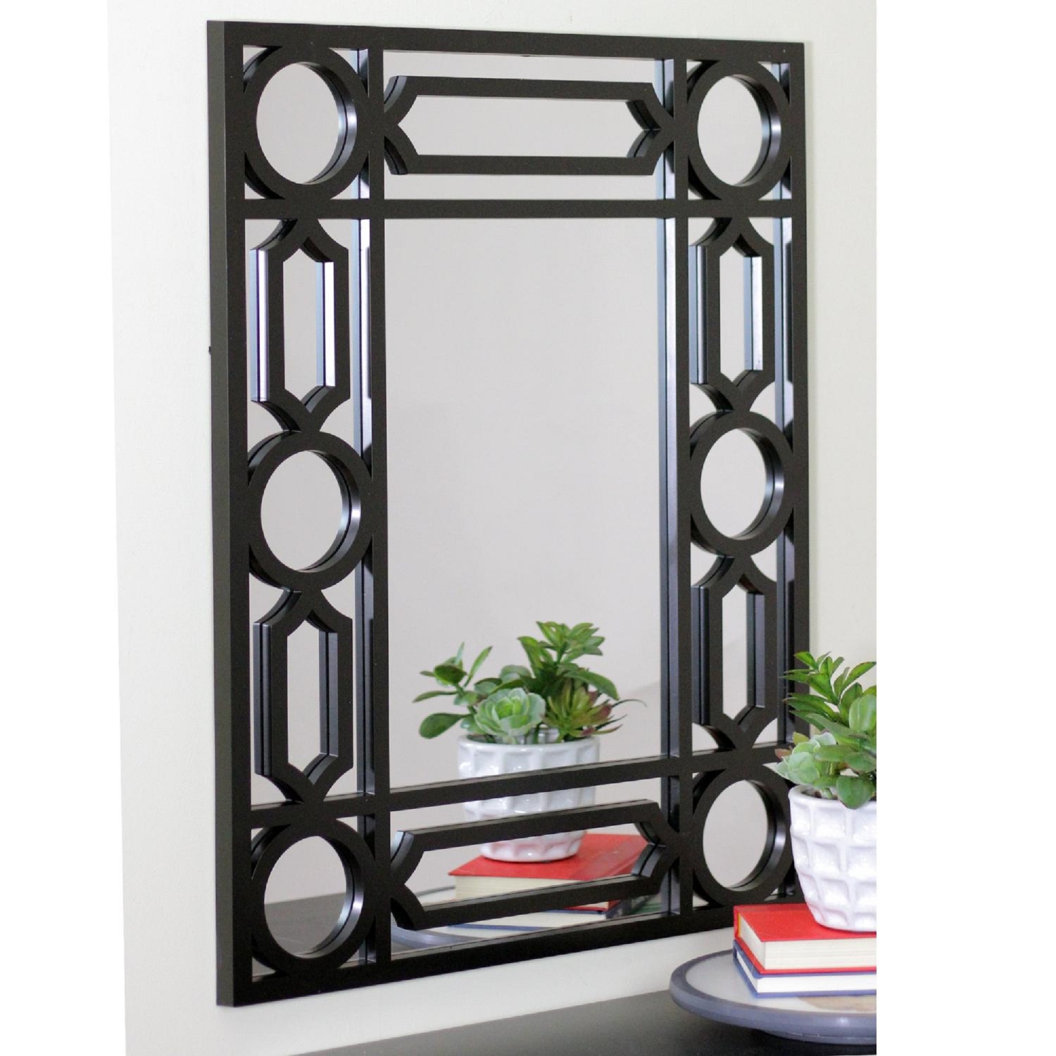 29.5" Black Framed Geometric Style Rectangular Wall Mirror