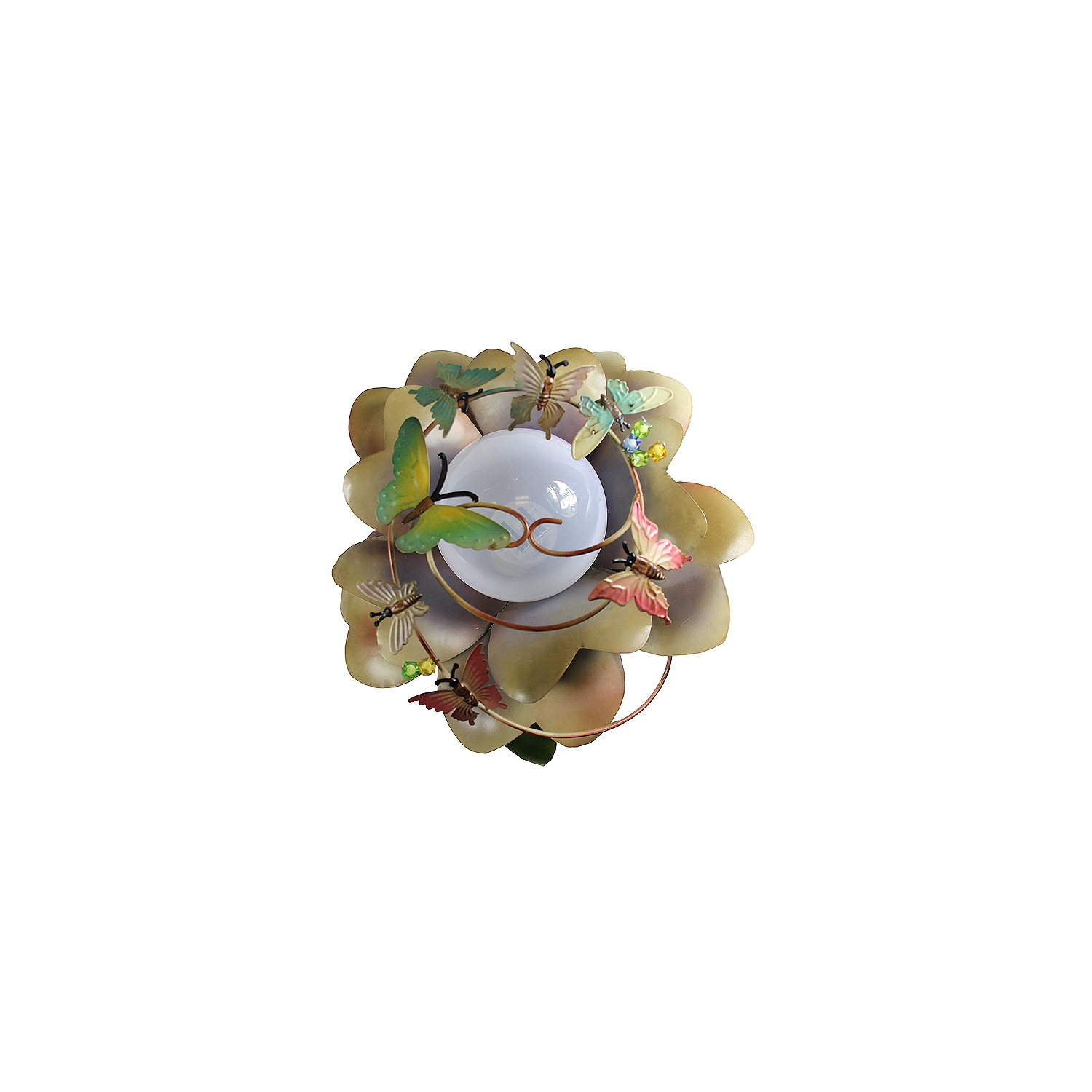 15" Green LED Lighted Color Changing Solar Powered Flower Garden Lawn Stake