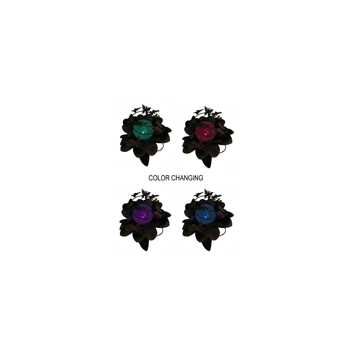 15" Green LED Lighted Color Changing Solar Powered Flower Garden Lawn Stake