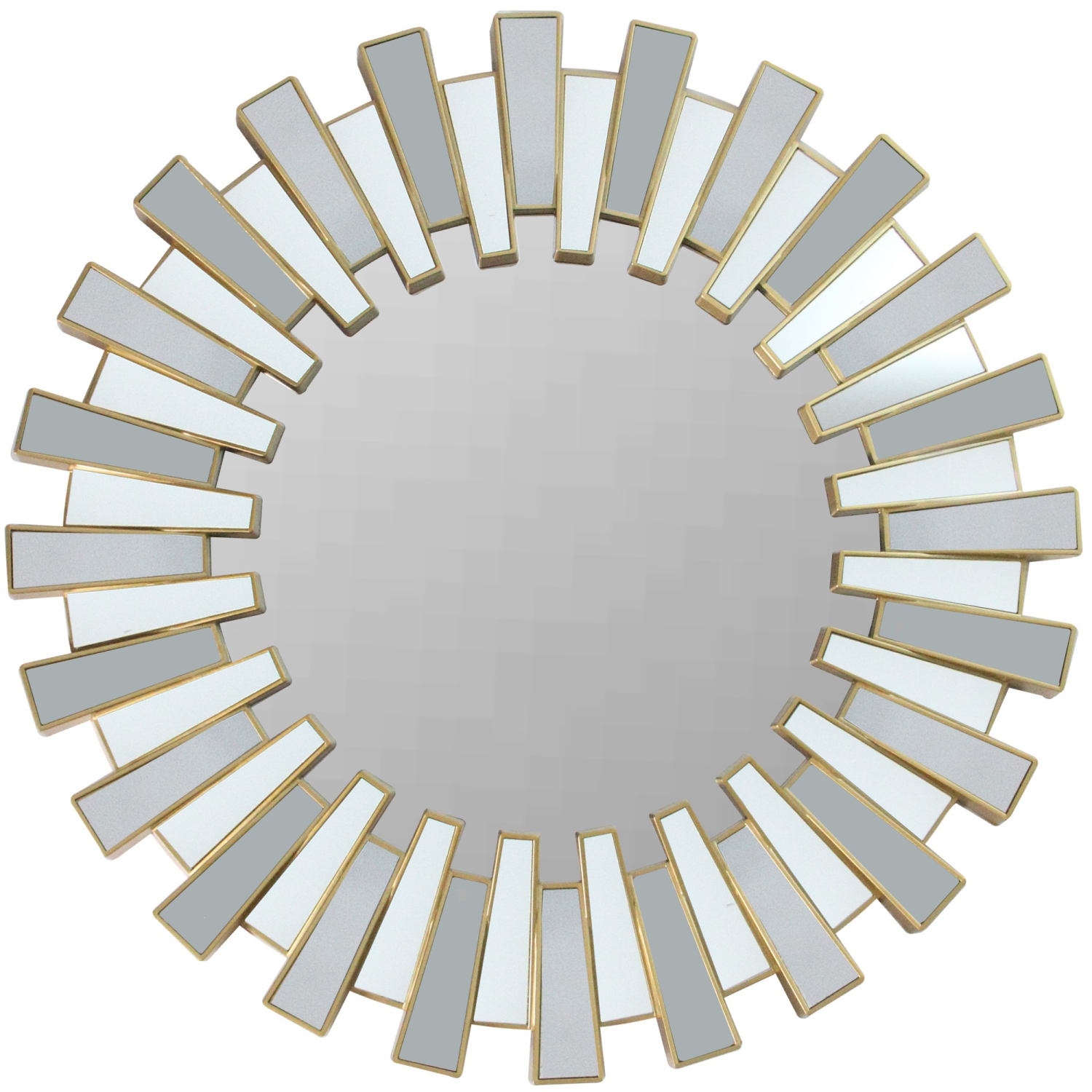 25.5" Aztec Sunburst Matte Gold Round Wall Mirror
