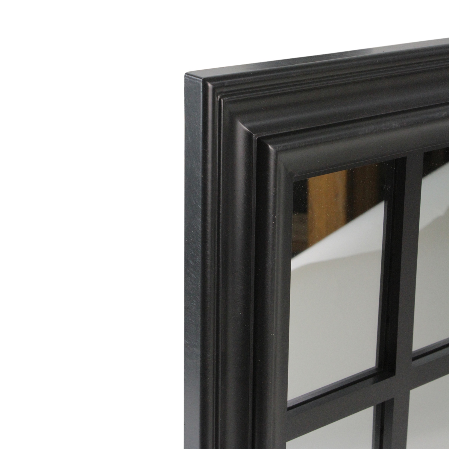 17" Black Contemporary Square Windowpane Wall Mirror