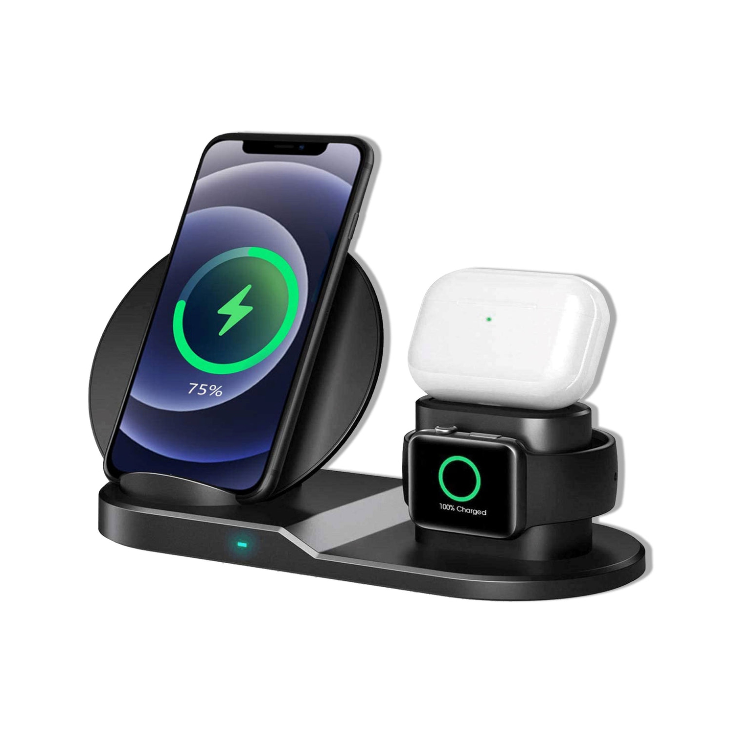 5 Core Wireless Charging Station 3 in 1 Wireless Charger Stand QI Fast Wireless Charging w Dual Coil for Samsung iPhone for Apple Watch AirPod -WCR 3