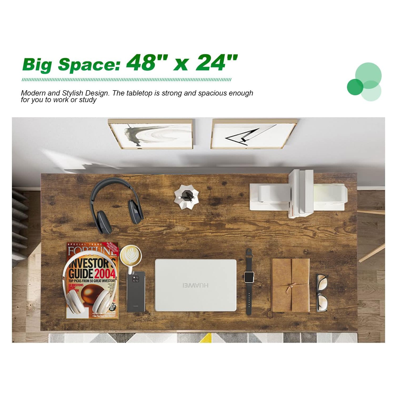 Bureau d’ordinateur avec 2 tablettes, table d’étude de jeu de 47 po pour le bureau à domicile, mobilier moderne pour le bureau à domicile, rétro