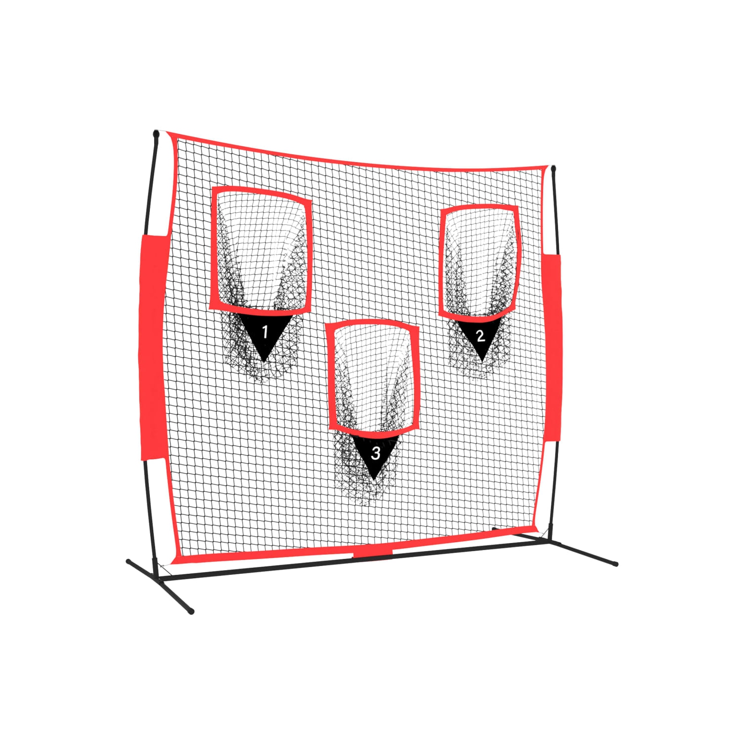 vidaXL Portable Baseball Net Black and Red 183x105x183 cm Polyester