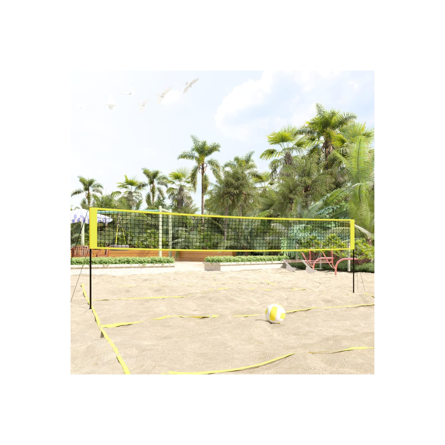 vidaXL Volleyball Net Yellow and Black 823x244 cm PE Fabric