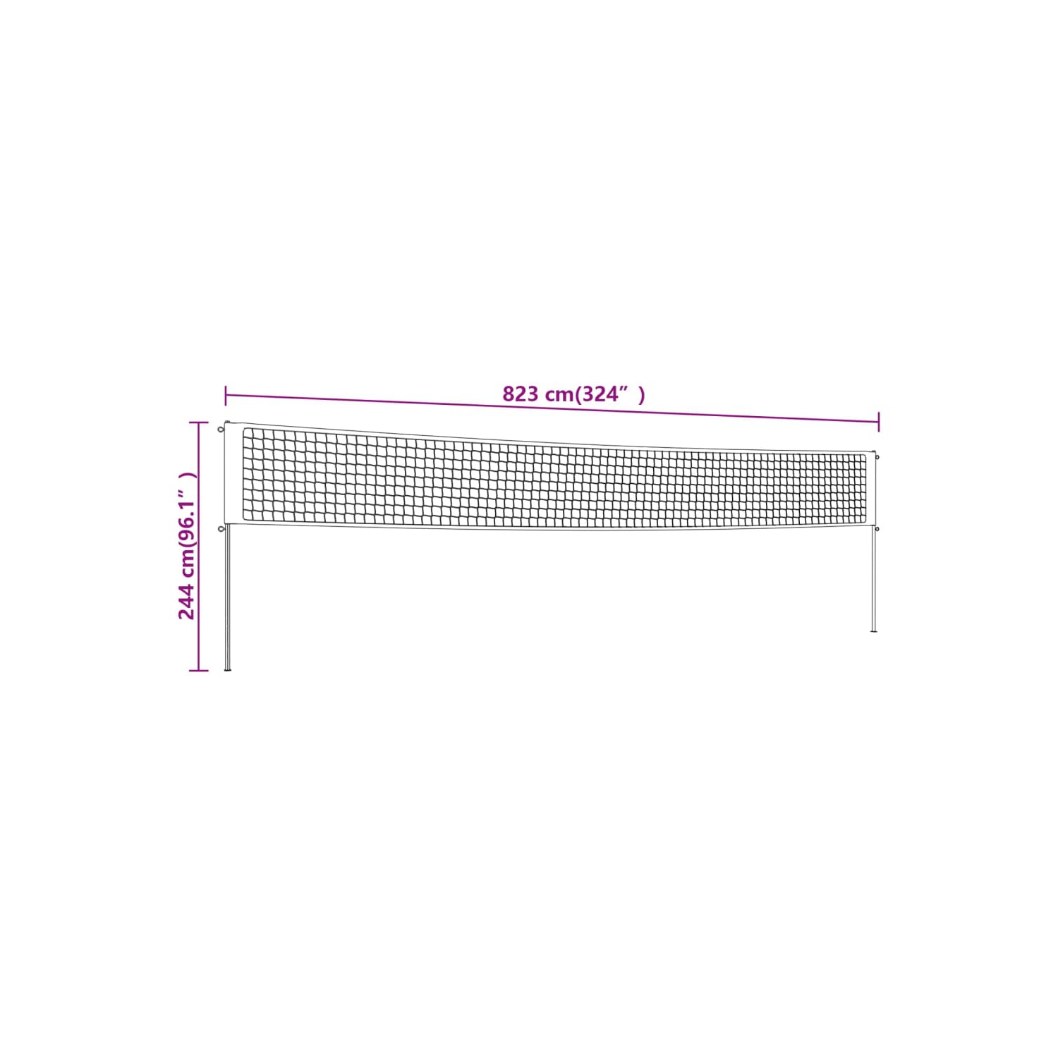 vidaXL Volleyball Net Yellow and Black 823x244 cm PE Fabric