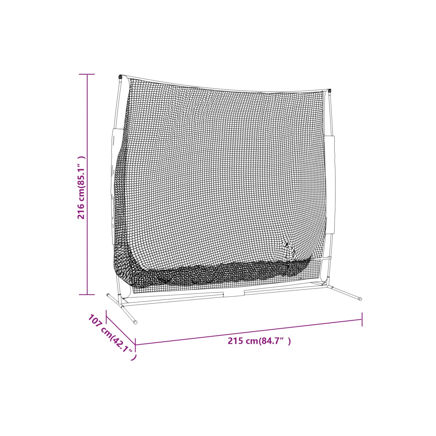 VisdaXL filet de baseball portatif noir et rouge 215 x 107 x 100 x 216&nbsp;cm polyester