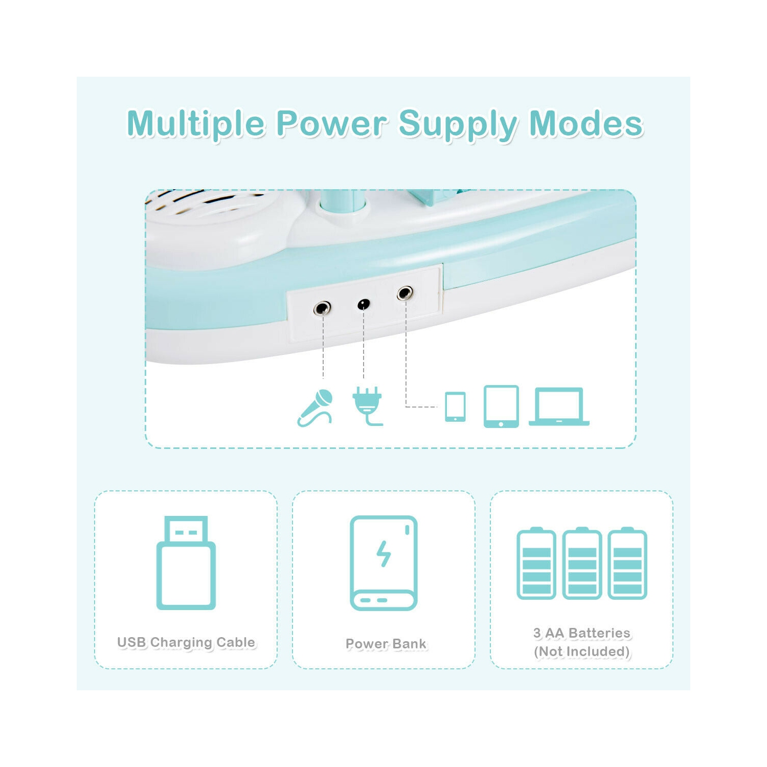 Gymax 37 Keys Electronic Organ Portable Piano Keyboard w/ Microphone