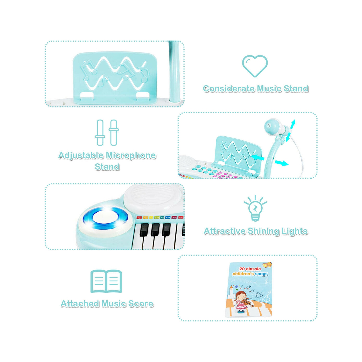 Gymax 37 Keys Electronic Organ Portable Piano Keyboard w/ Microphone