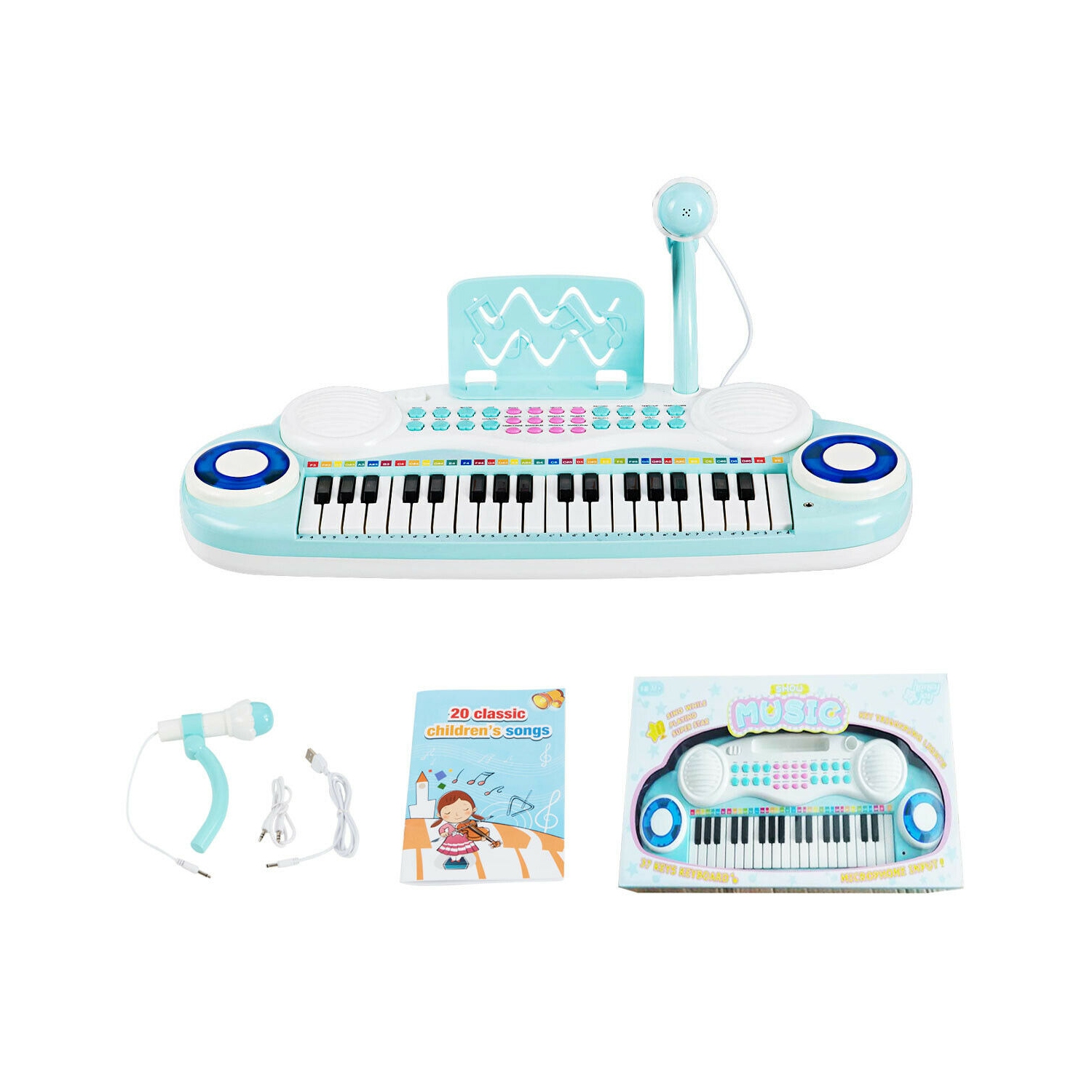 Gymax 37 Keys Electronic Organ Portable Piano Keyboard w/ Microphone