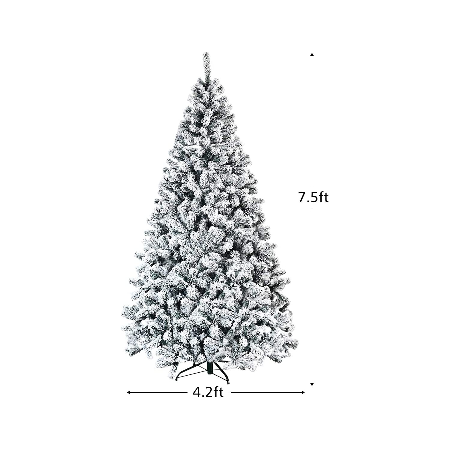 Gymax 7.5ft Snow Flocked Hinged Artificial Christmas Tree Unlit Holiday Decor
