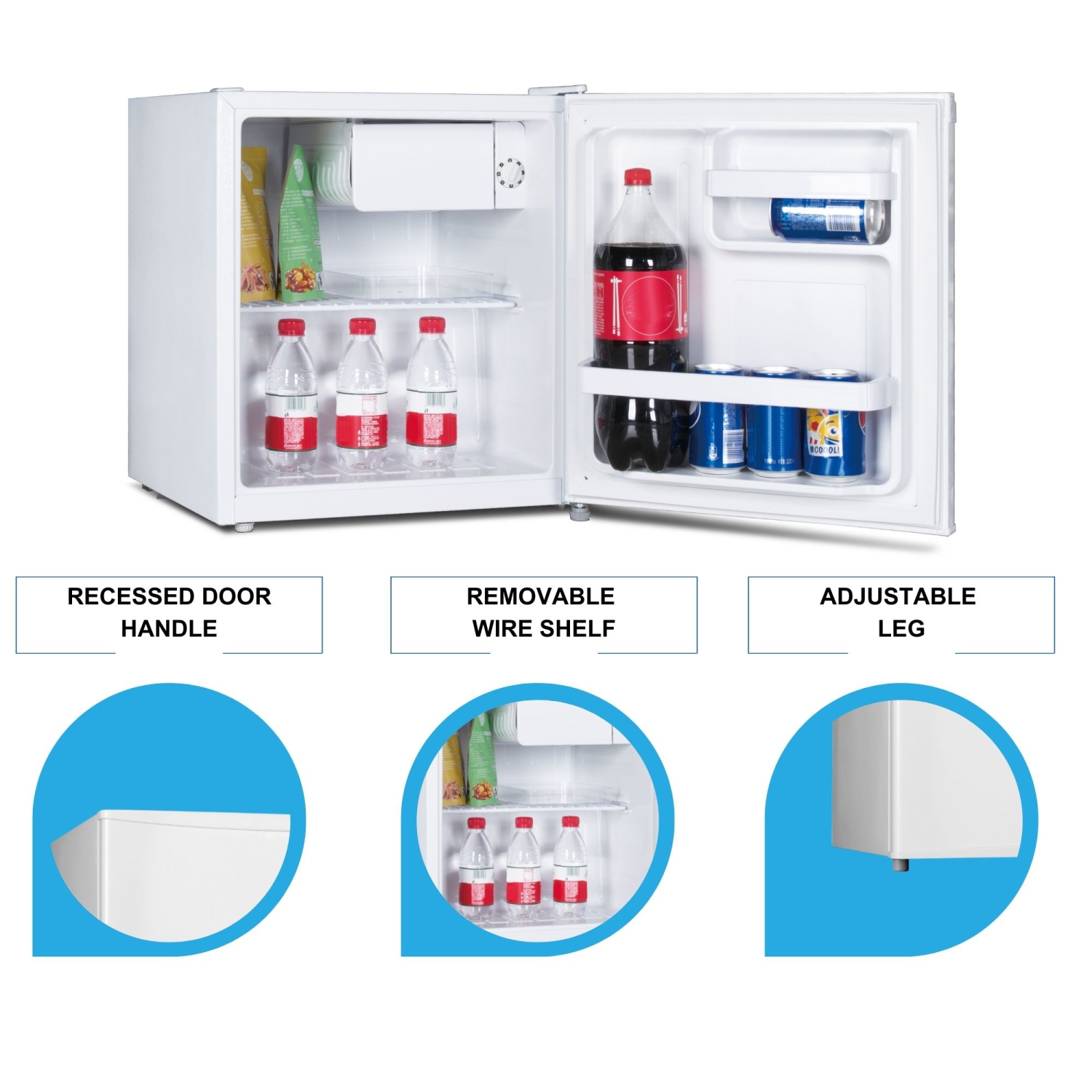 Koolatron 1.7 Cu Ft Compact Fridge With Freezer, White, Compressor Mini Fridge, Reversible Door, Flat Back, Removable Shelf For Dorm, Office, Rec Room
