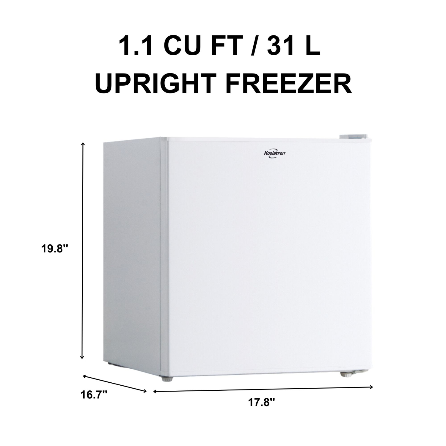Koolatron 1.7 Cu Ft Compact Fridge With Freezer, White, Compressor Mini Fridge, Reversible Door, Flat Back, Removable Shelf For Dorm, Office, Rec Room