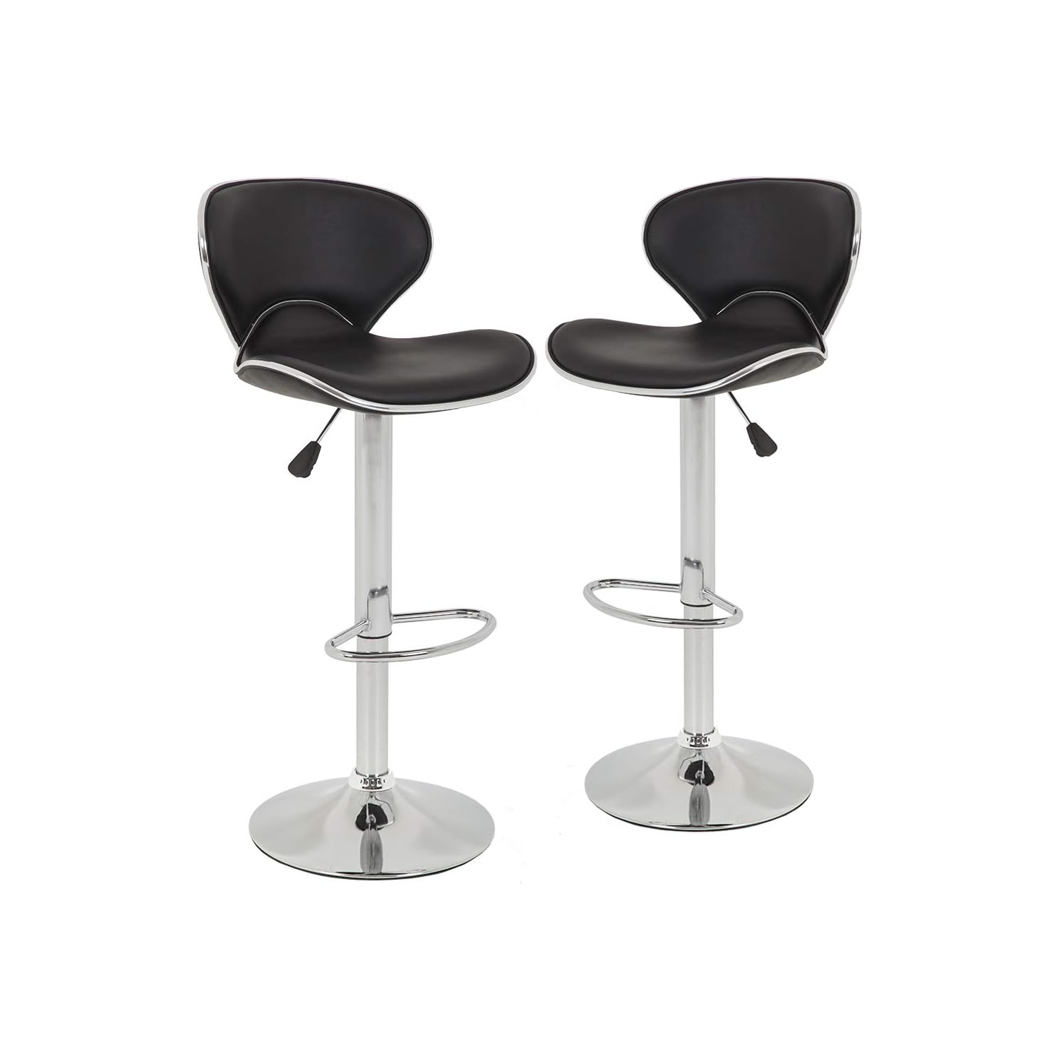 Bar Stools Set of 2 Counter Height Adjustable Swivel Barstool with Back PU Leather Kitchen Counter Stools Dining Chairs