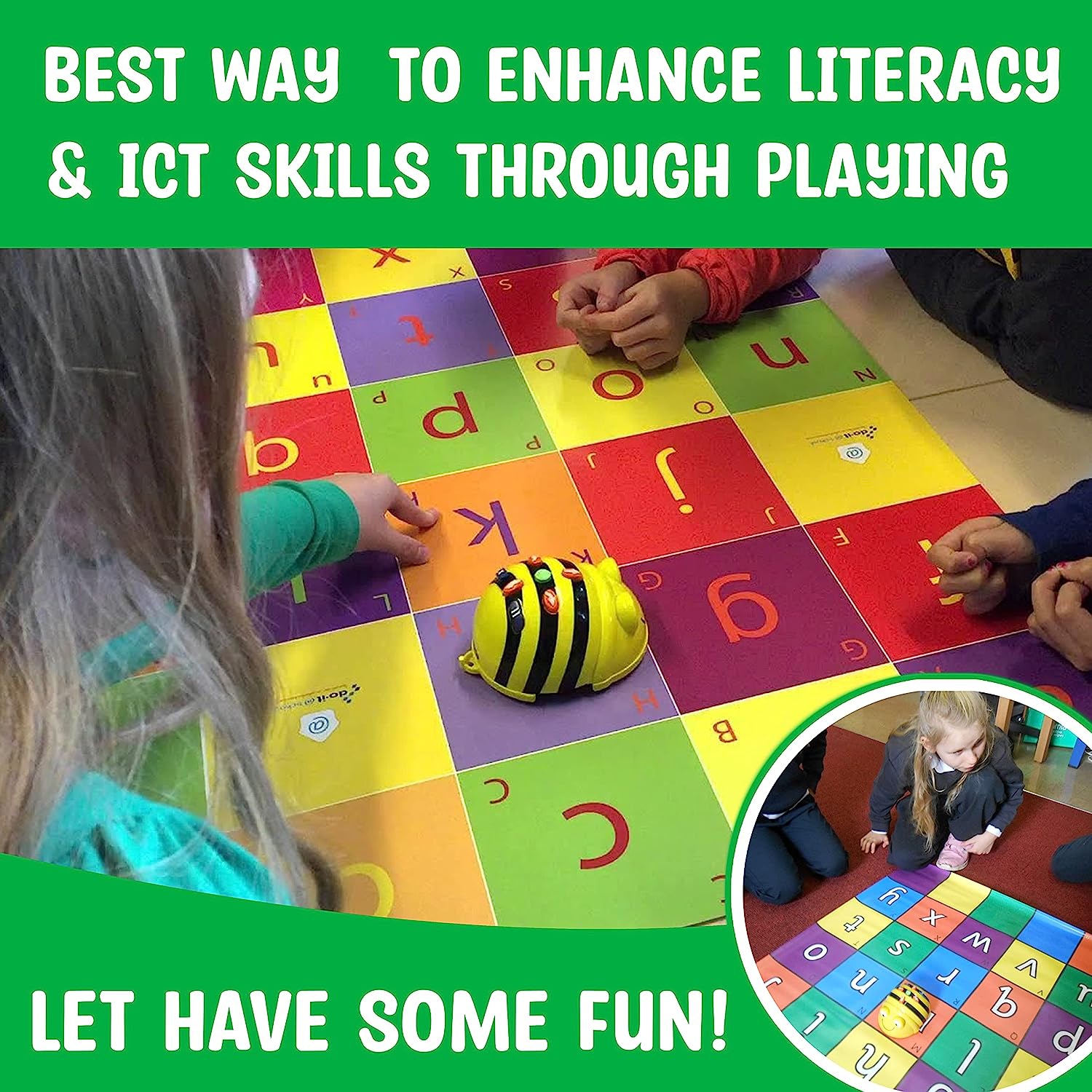 TTS Alphabet Mat for Bee-Bot and Blue-Bot Coding Robot Accessories, Educational STEM Programming Playmat Toy, Programming Floor Robots Accessory Mats