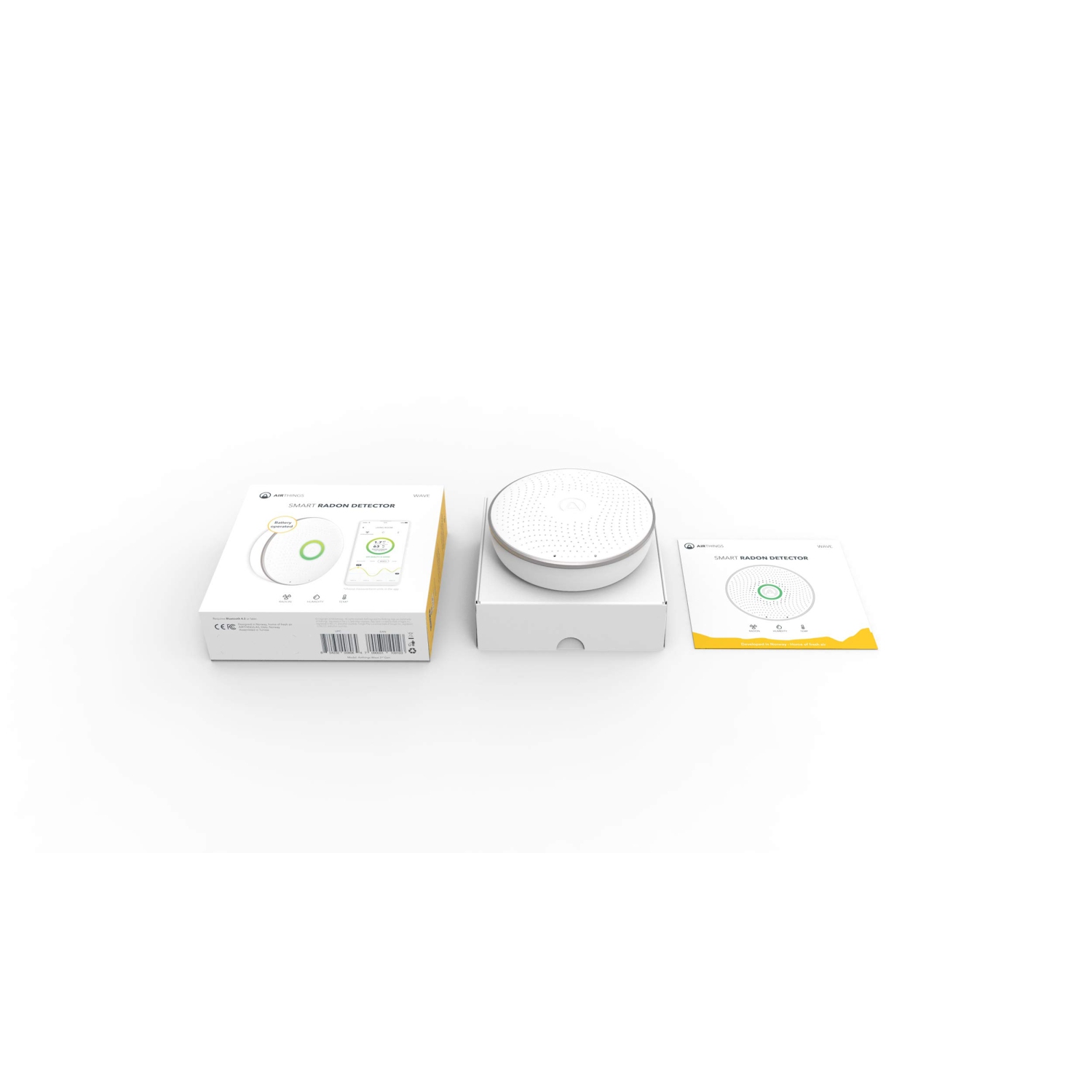 Détecteur de radon intelligent Airthings Wave radon à capteur d'humidité et de température facile à utiliser précis sans frais de laboratoire