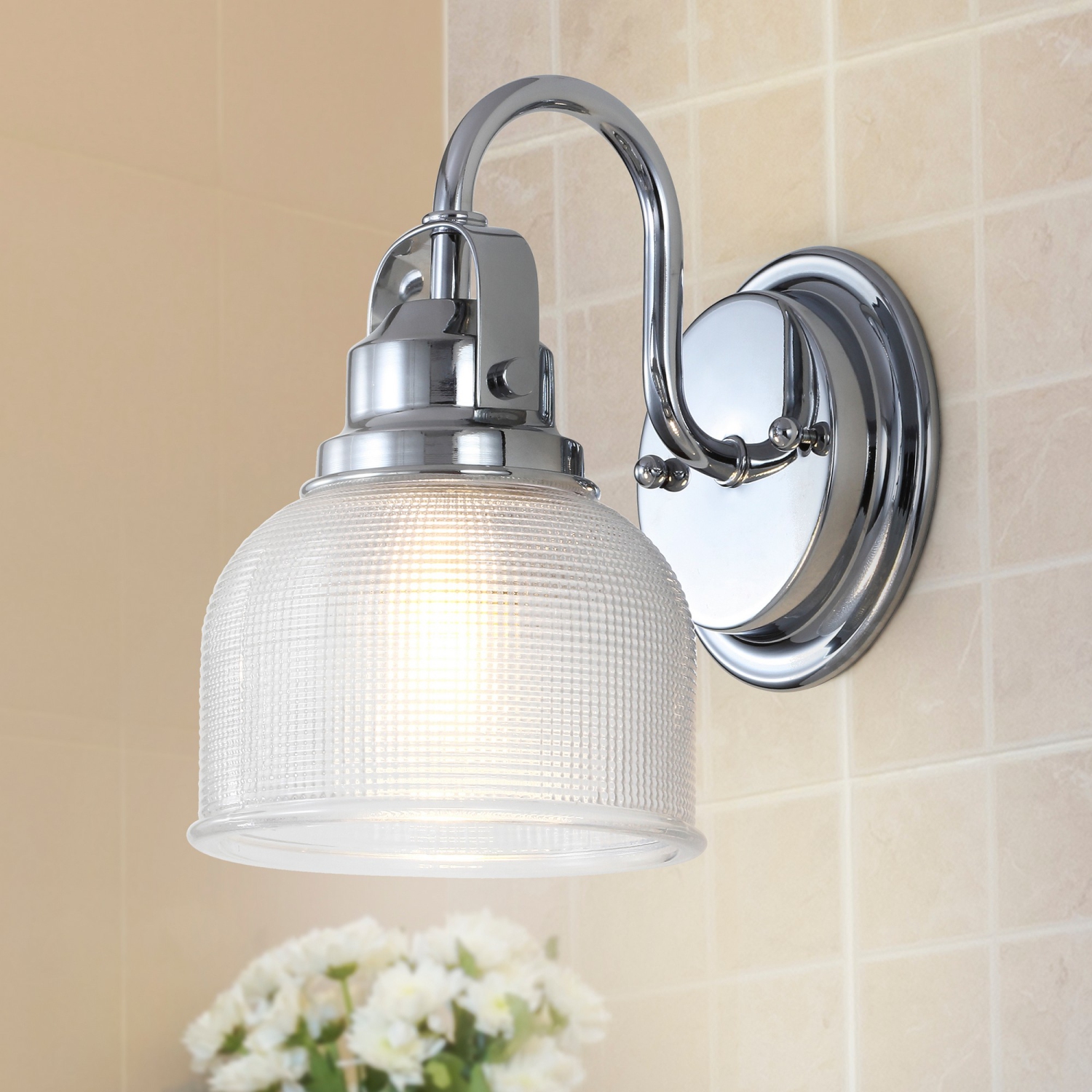 Applique de salle de bain à DEL en métal et en verre Virginia