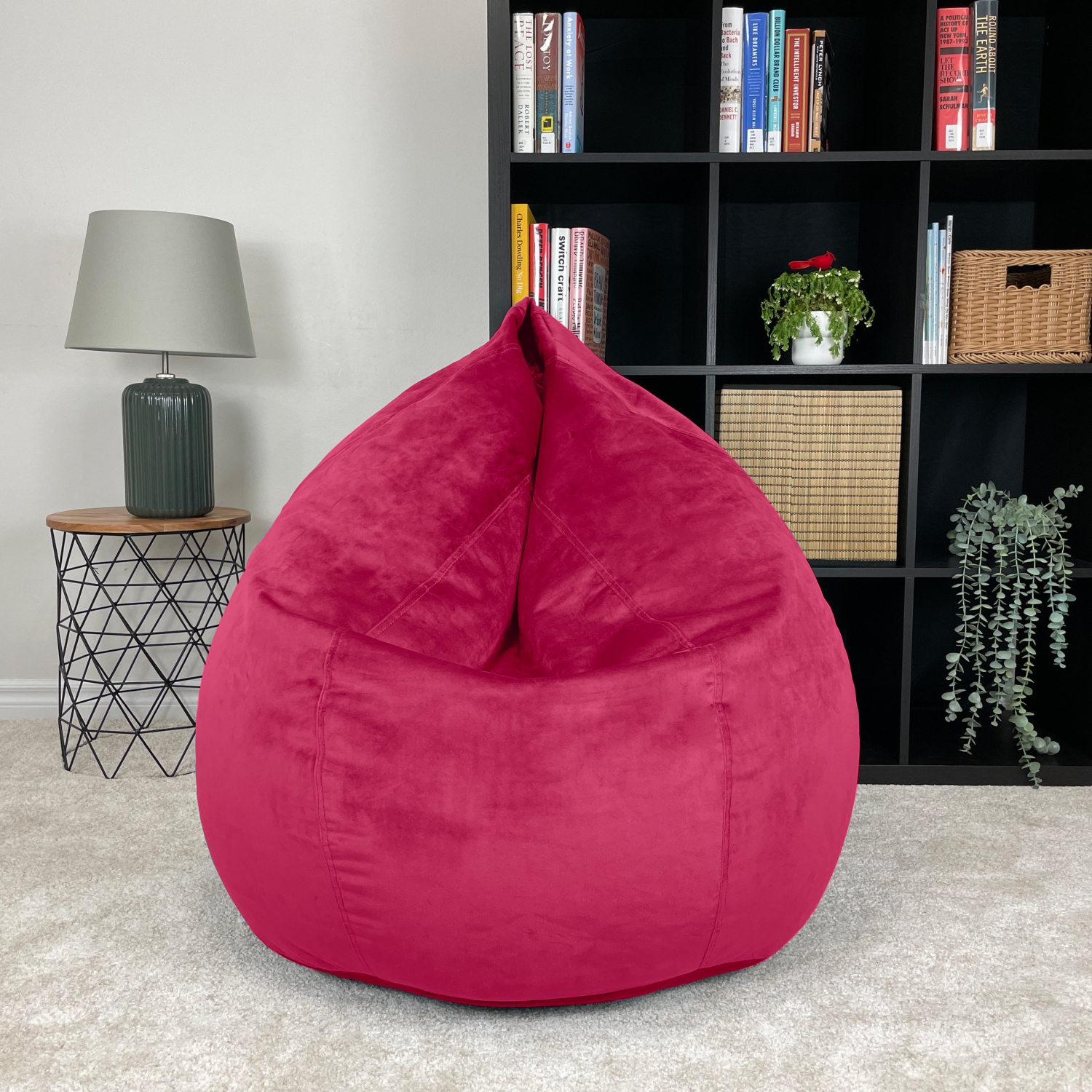 Dojo Teardrop Bean Bag Chair - Plush Ultra Soft Giant Bean Bag for Adults, Teens, Kids - Red Velvet