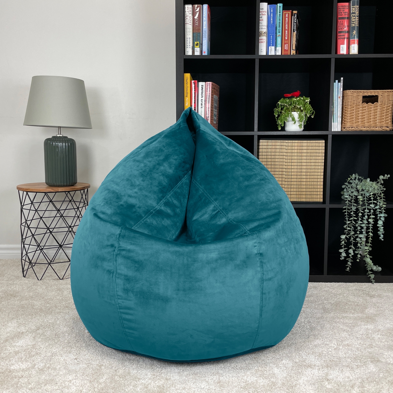 Dojo Teardrop Bean Bag Chair - Plush Ultra Soft Giant Bean Bag for Adults, Teens, Kids - Green Velvet