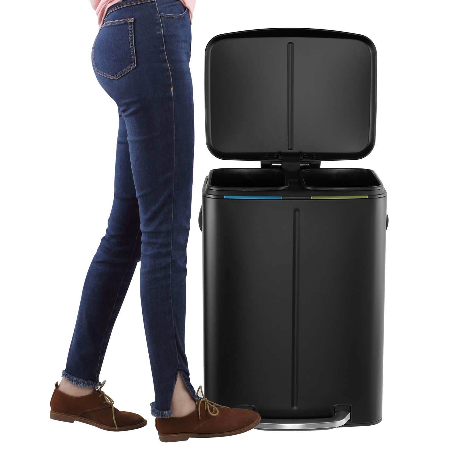 Marco Rectangular Double Bucket Trash Can with Soft-Close Lid