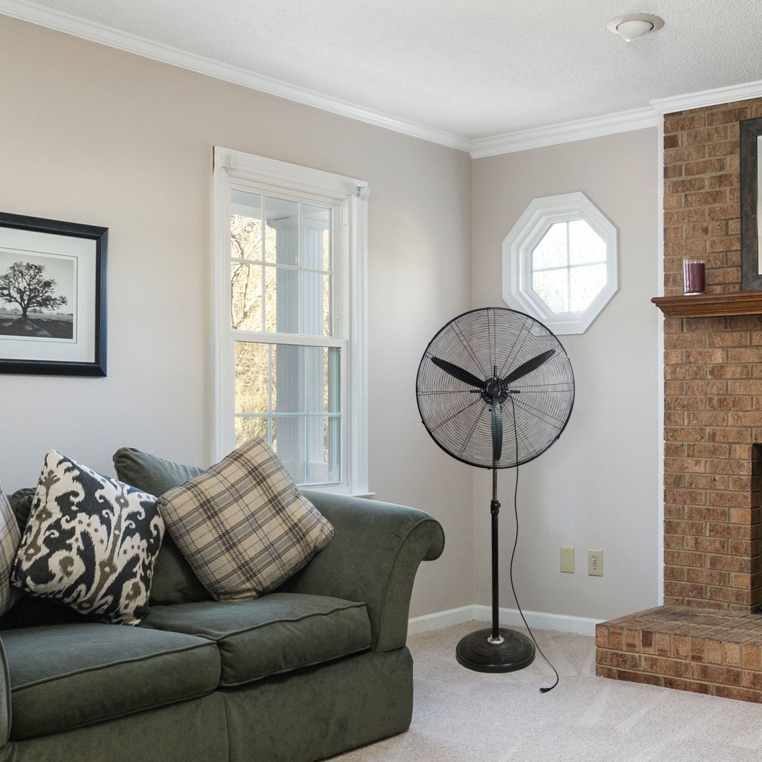 30" Adjustable Height 3-Speed Oscillating Industrial Pedestal Fan