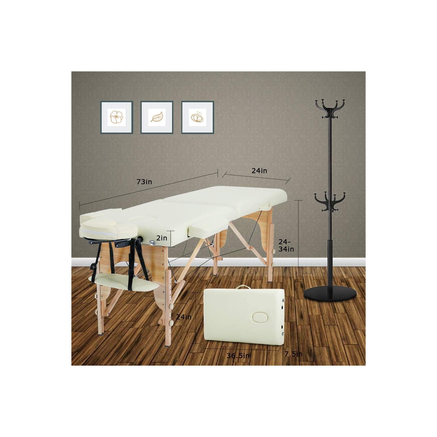 Massage Table Massage Bed Spa Bed 84 Inches Long Portable 5 Folding W/Carry Case Table Heigh Adjustable Salon Bed Face Cradle Bed